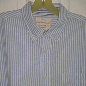 Weatherproof Mens  S/S Powder Blue Cotton Seersucker Button-down Casual Shirt-L